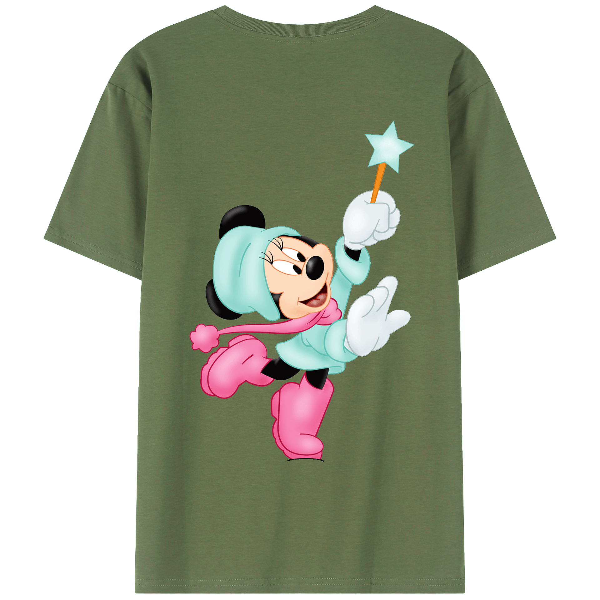 ミッキーマウス Mickey Mouse 綿100％ メンズ半袖Tシャツ（バックプリント） 通気性
